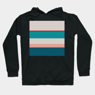 A remarkable dough of Rouge, Blush, Pastel Gray, Dark Cyan and Petrol stripes. Hoodie